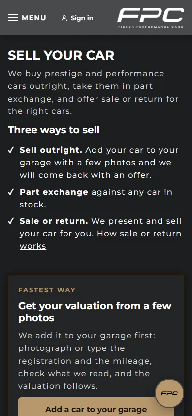 Sell your car on a phone: three ways to sell, and Add a car to your garage as the fastest way